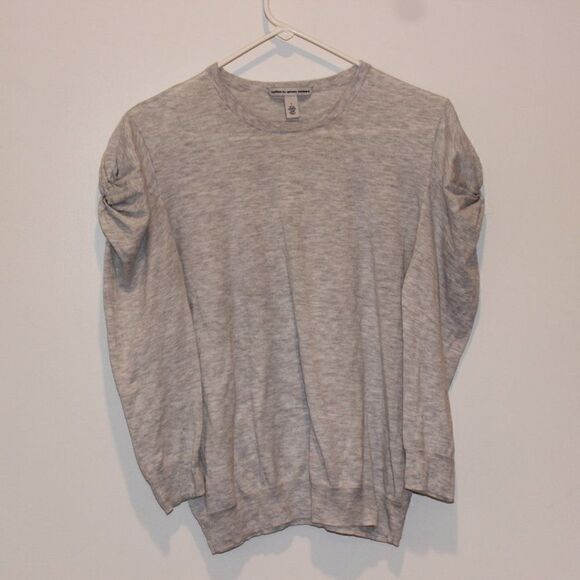 Autumn Cashmere Gray Cotton Crew Neck Long Sleeve Sweatshirts Women Size L - Picture 2 of 9